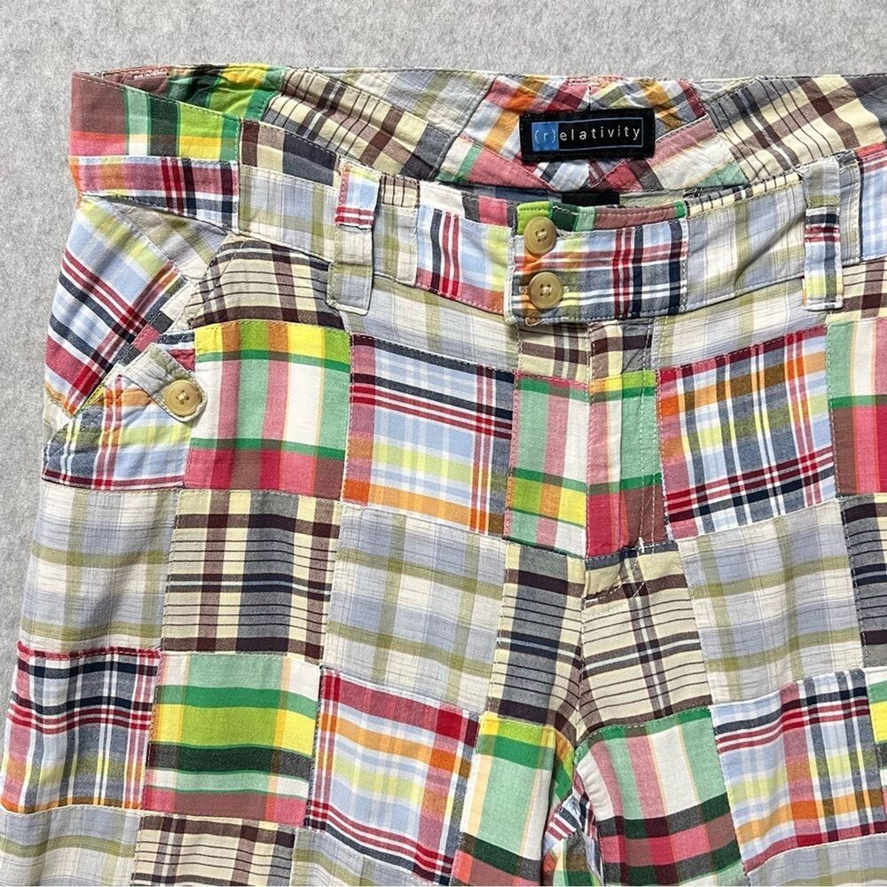 Relativity Madras Plaid Patchwork Bermuda Shorts … - image 3